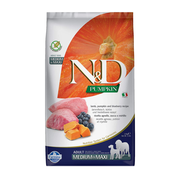 Adult Formulas Lamb & Blueberry Adult Medium & Maxi - 2.5 kg | N&D Pumpkin | dog food | petzsetgo