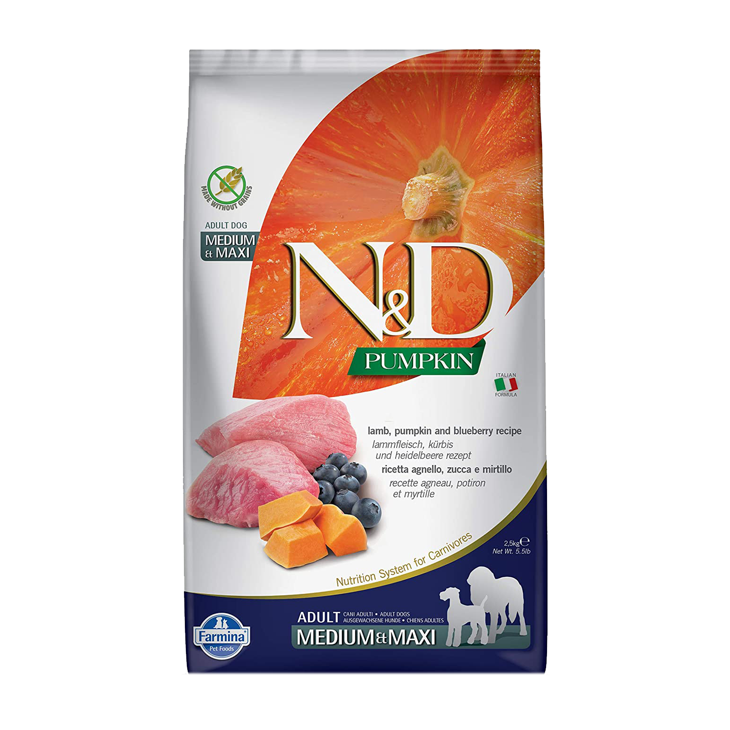 Adult Formulas Lamb & Blueberry Adult Medium & Maxi - 2.5 kg | N&D Pumpkin | dog food | petzsetgo