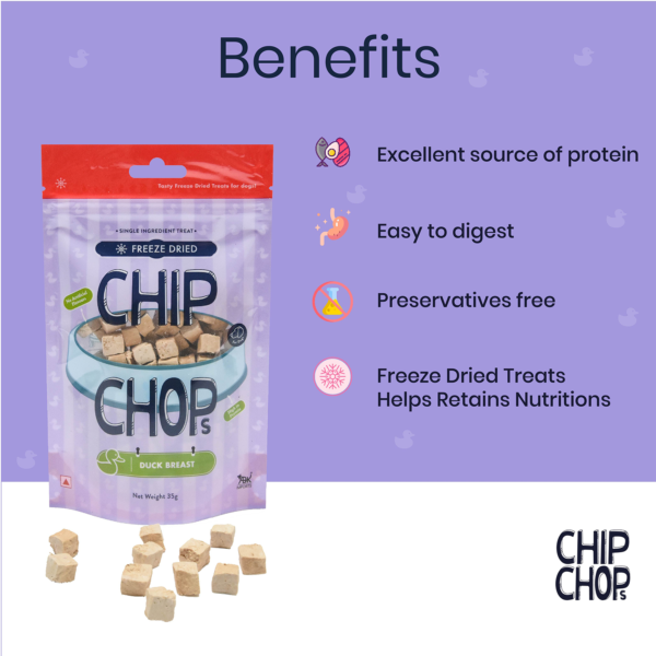 Benefits | Chip Chops Freeze Dried Duck Breast I4 | Pet food