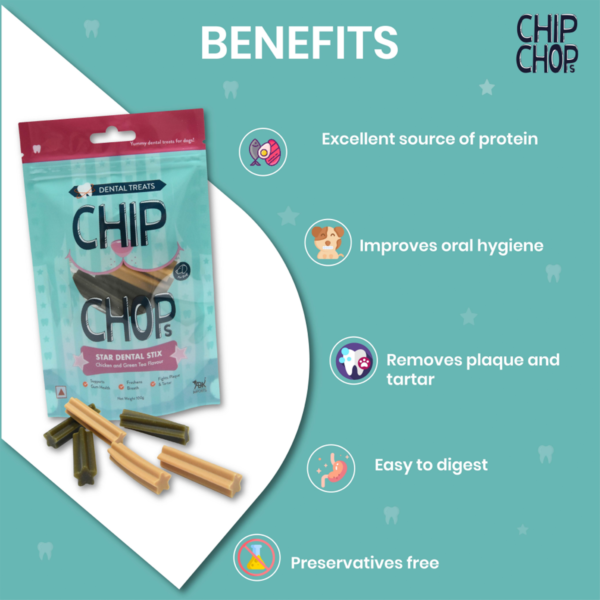 benefits | Chip Chops Star Dental Stix Chicken and Green Tea Flavor I1