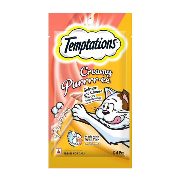 temptations creamy pure cat food salmon & cheese flavors