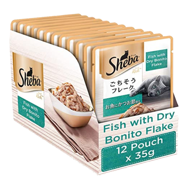 fish with dry bonito flakes F1 | sheba | cat food | petzsetgo