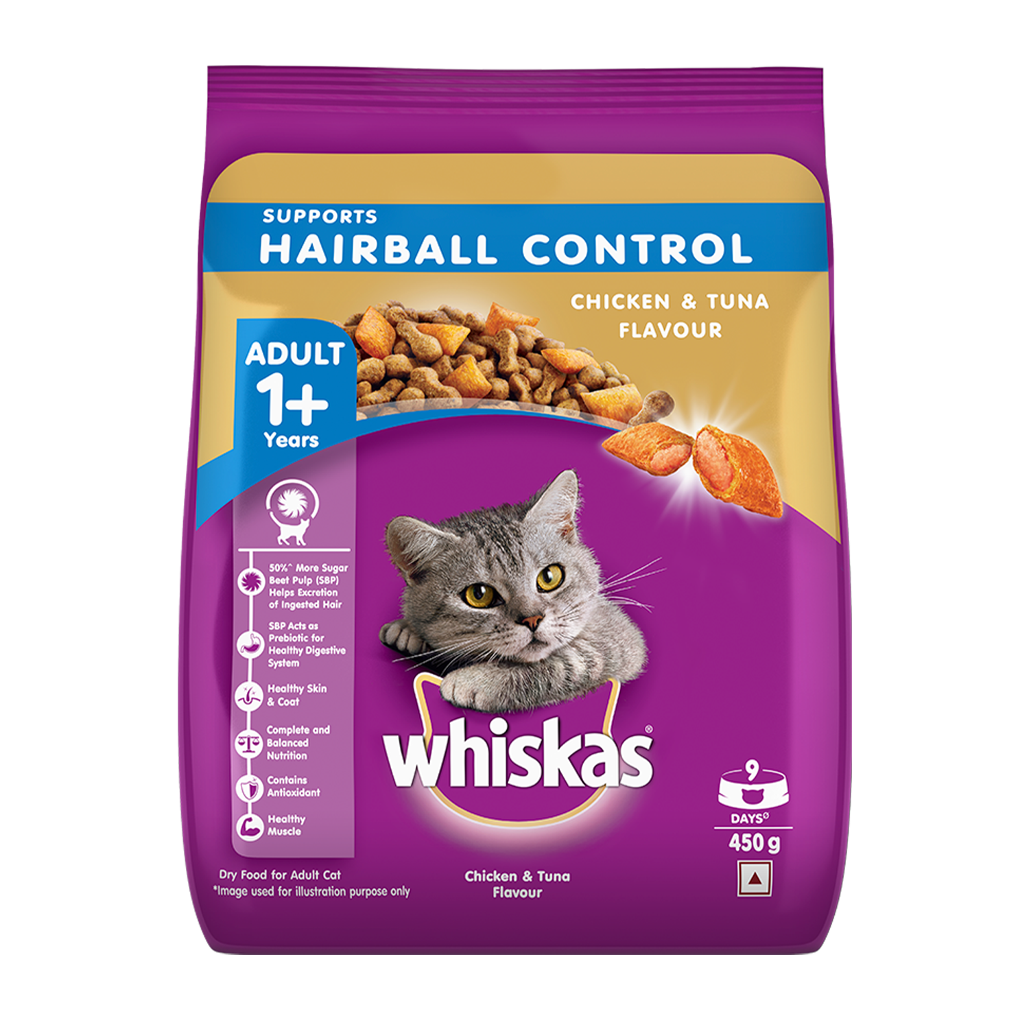 hairball control - 450 gm F | whiskas | cat food | petzsetgo