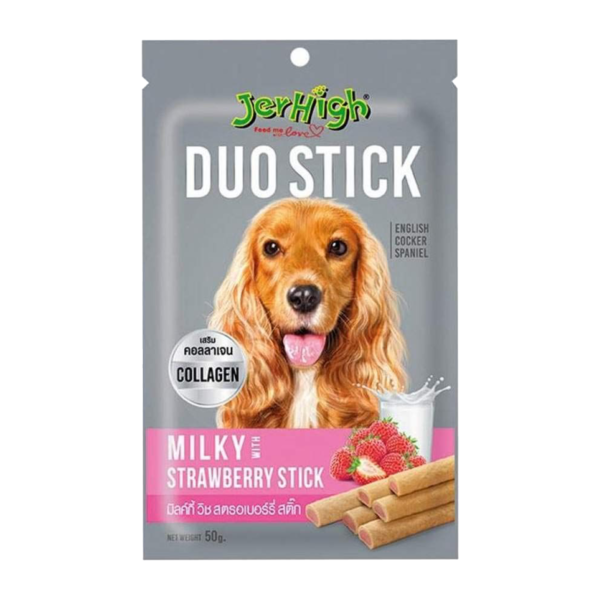 jerhigh duo stick milky with strawberry stick dog food