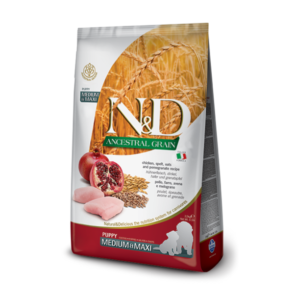 n&d ancestral Puppy Formula Chicken & Pomegranate Puppy Medium & Maxi -2.5 kg | N&D Ancestral grain | puppy food | petzsetgo