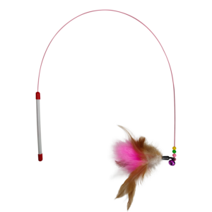 Pet Teaser Cat Toy Steel Wire Feather Interactive Cat Stick Training Kitten Wand Toys with Beads Bells